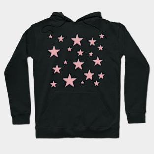 Pink star pattern - black background Hoodie